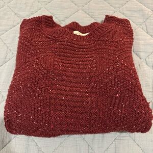 Hollister Speckle Knit Sweater - Burgundy / Size Large